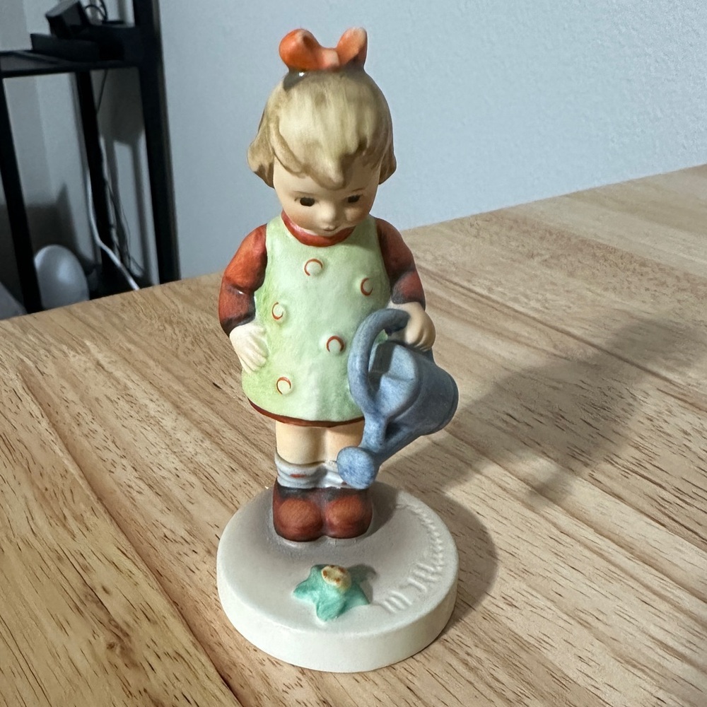 Goebel Hummel “Little Gardener” Girl Figurine, Watering Can and Flower, Vintage